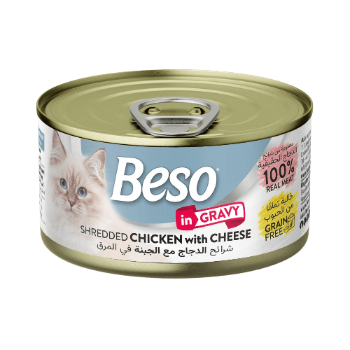 بيسو طعام رطب للقطط شرائح الدجاج مع الجبنة 85 جم