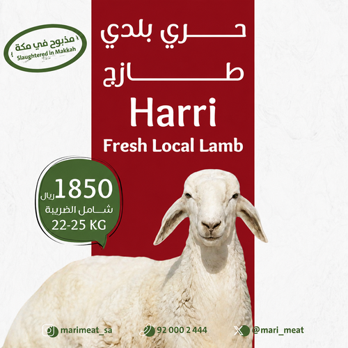 ذبيحة حري بلدي طازج  22-25 كيلو
