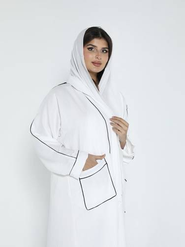 عباية كتان ابيض N169