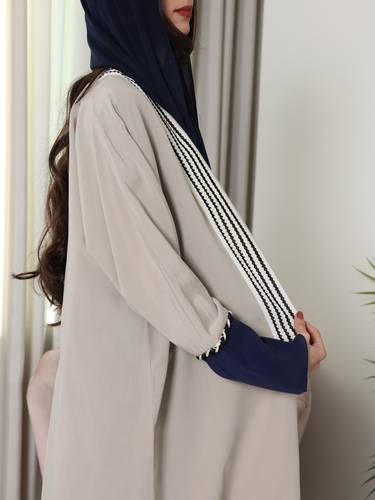 عباية كريب مغسول بيج N363