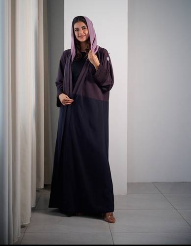 عباية موف ورمادي غامق N289
