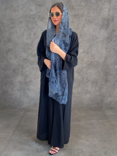 عباية كريب اسود ساده N207