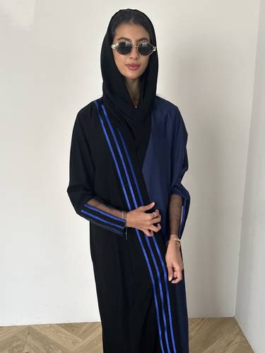 عباية كريب اسود وكحلي N286