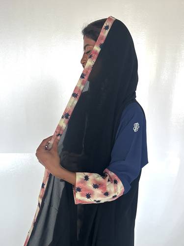 عباية كريب اسود بالوان صيفي N250