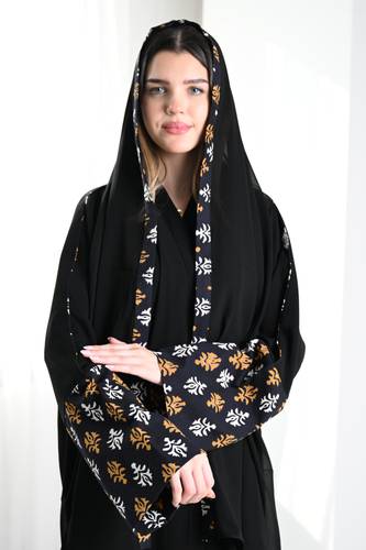 عباية كريب واكمام قطنيه مشجره N244