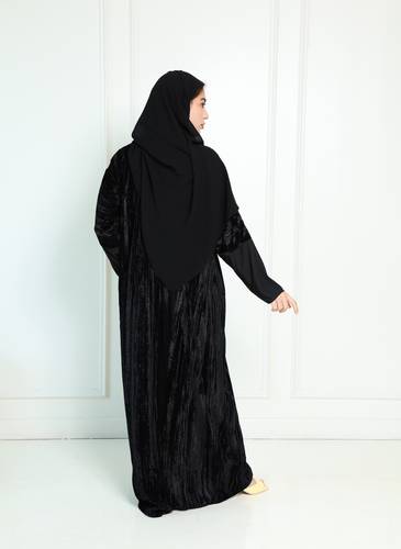 عباية قطيفه مكسر اسود N311
