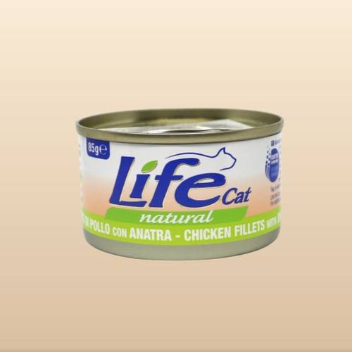 Chicken Fillets with Duck 85 g Wet Food for Cats Life Cat Cans