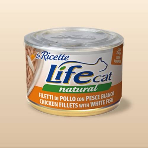 Chicken Fillets with White Fish and Pumpkin 150 g Wet food for Cats Life Cat