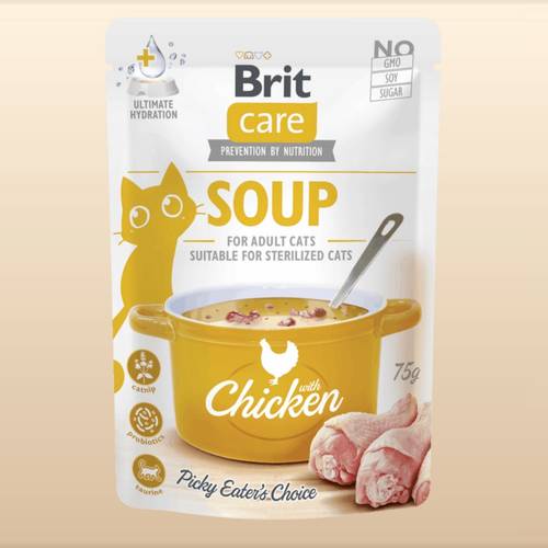 شوربة بريت كير بالدجاج للقطط البالغة 75 جم | Brit Care Cat Soup with Chicken