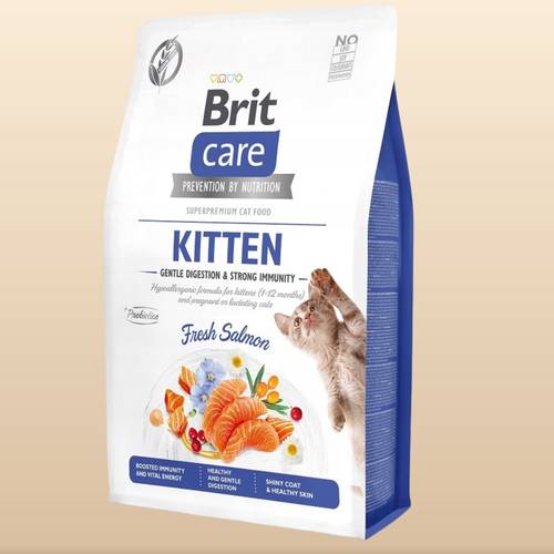 بريت كير Kitten طعام جاف للقطط الصغيرة خالي من الحبوب بالسلمون 7 كجم