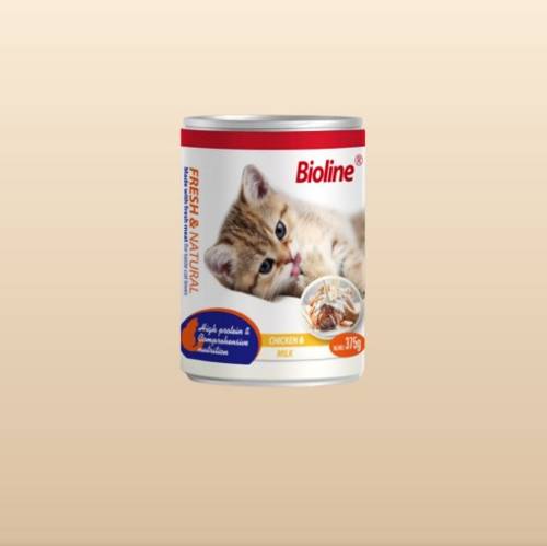 Puree cat food from Biooline chicken and milk 375 grams