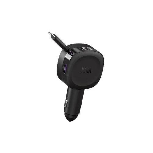 جودا -شاحن سيارة كار فليكس 60 واط مع كابل مدمج بمنفذين USB-C و USB-A - أسود