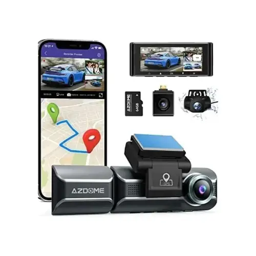 داش كام سيارة تصوير 3 قنوات 4K بزوايا 150 درجة M550 MAX أزدوم - أسود