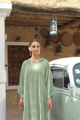 Pendant Hooded Velvet — Mint Green