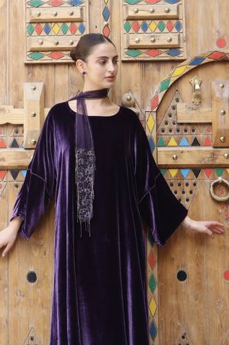 Embroidered Scarf — Purple