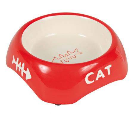 Cat bowl, fish bone, ceramic, 0.2 L / 13 CM