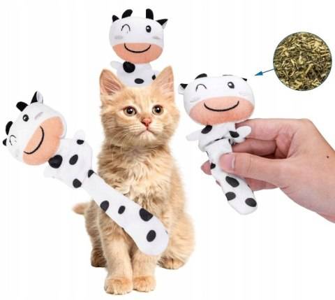 A cat toy in the shape of a cow with catnip inside