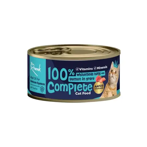 Rrannk Wet Cat Food White Tuna with Salmon in Gravy to Boost Immune System 80g