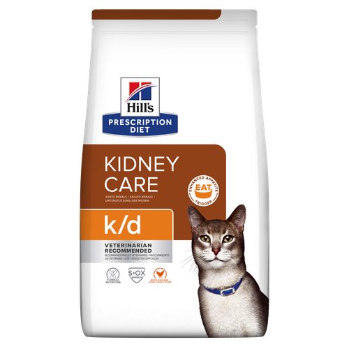 Hills cat veterinary dry food kidney care k/d with chicken