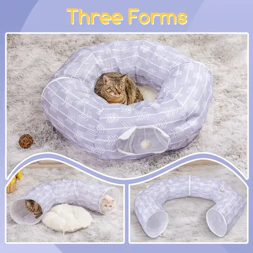 Cat Tunnel Bed Collapsible Washable Cat Tube Tent Toy for Indoor Play