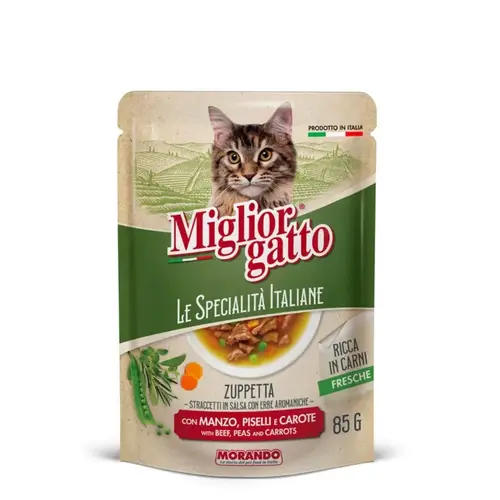 Miglior Gatto Wet Food – Beef, Peas & Carrots – 85g