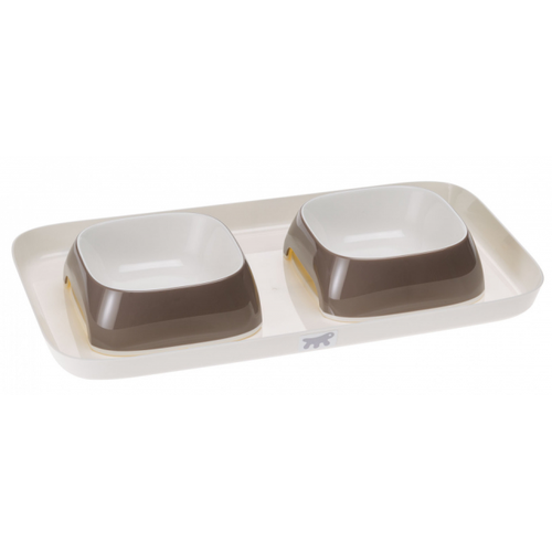 Double Bowl with Base for Cats & Dogs - 40×23×5 cm