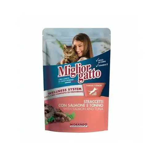 Miglior, Gatto Salmon and Tuna Cat Food Pouch , 100 g