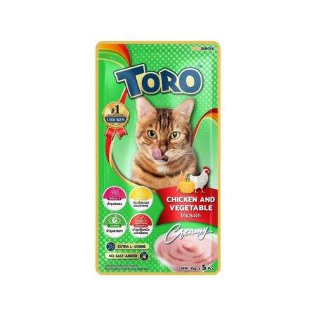  Toro Toro Chicken & Vegetable Lickable Cat Treats - 15g x 5 - Extra L-Lysine