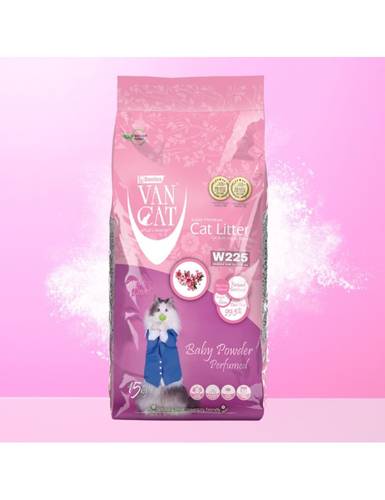 فان كات كلاسيك رمل قطط معطر برائحة بودرة الأطفال – 15 كجم