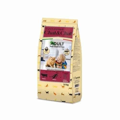 Chat & Chat – Adult Cat Dry Food with Beef – 14 kg