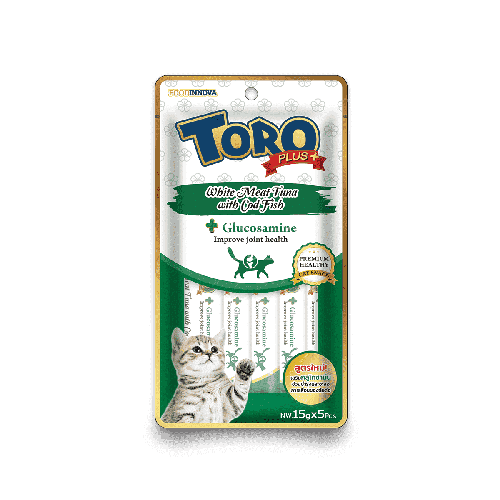  Toro Plus+ White Meat Tuna with Cod Fish & Glucosamine Cat Treats - 15g x 5 - Joint Health Support