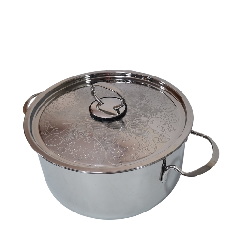 قدر استيل بغطاء مزخرف 16*30 سم
