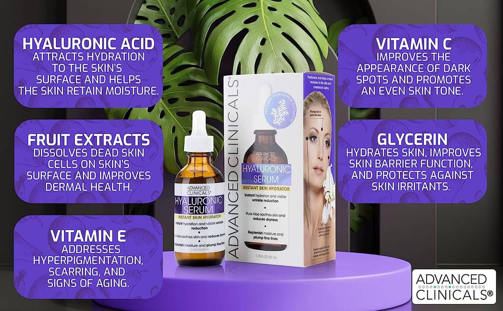 Advanced Clinicals, Hyaluronic Acid Serum, Anti-Aging, 52 ml