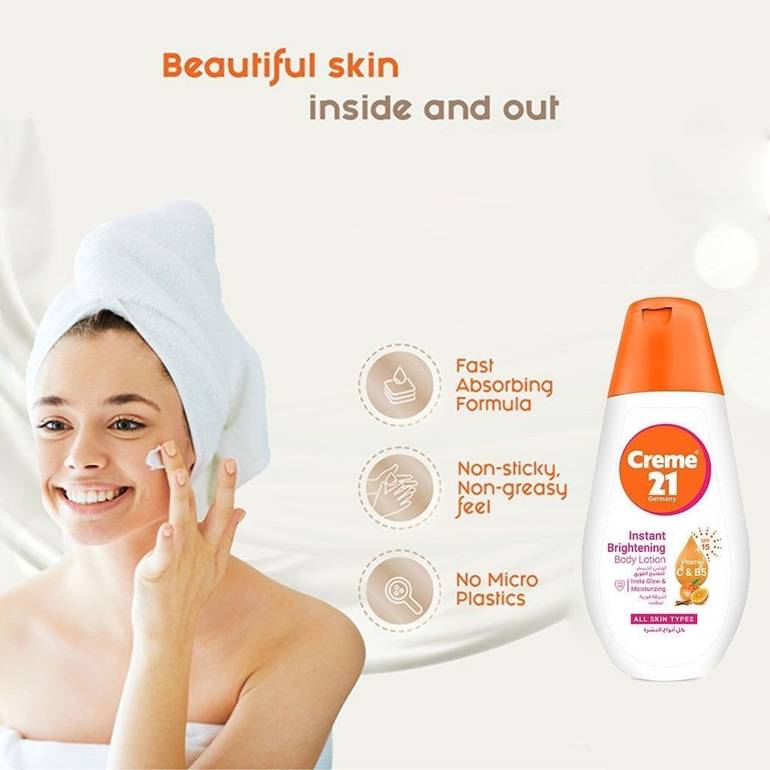 Cream 21, Instant Radiance Body Lotion, B5 + Vitamin C -250ml