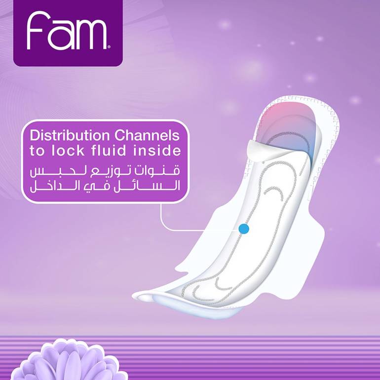 Fam, Sanitary, Napkins, with, Wings, - Large, Classic, 40 pads,