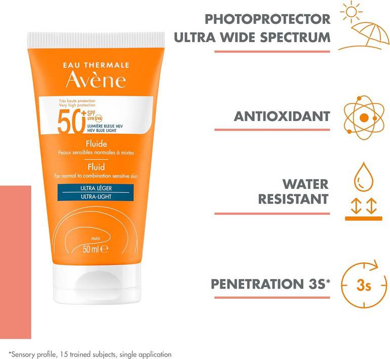 افين, واقي شمس سائل, لحماية عالية من الشمس, 50+spf,