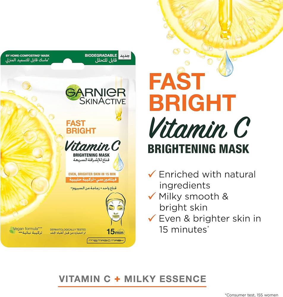 Garnier, Fast Bright Mask, Vitamin C, - Fast Bright