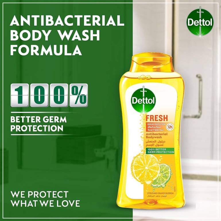 Dettol, Body Wash, Lemon & Orange Blossom, with Loofah, 250ml