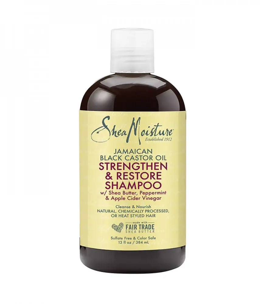 Shea Moisture Shampoo with Jamaican Black Castor Oil to strengthen and repair hair