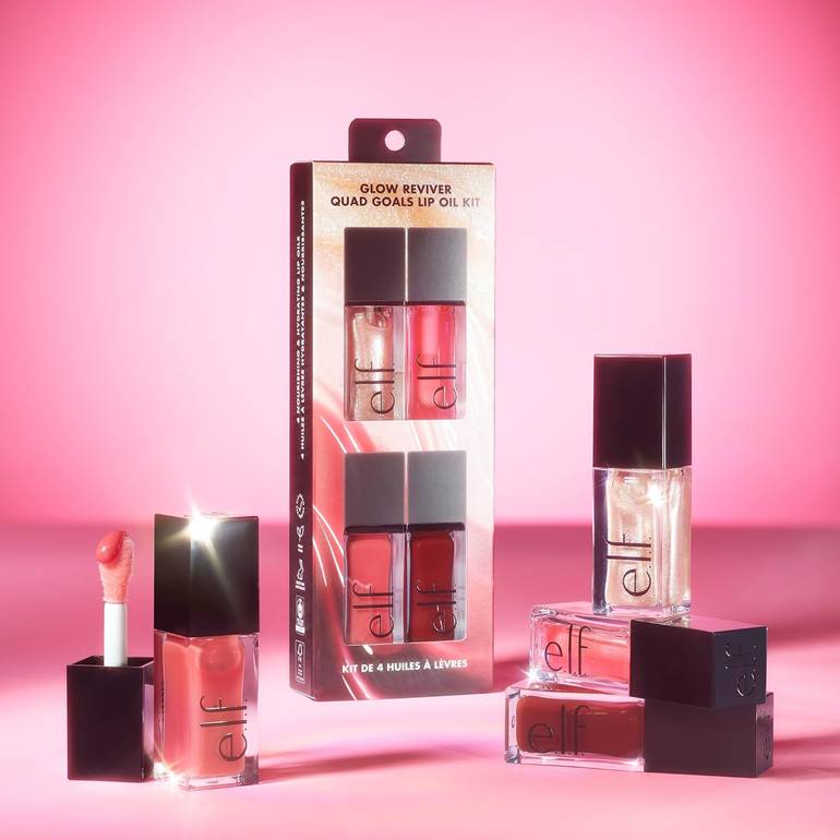elf, Glow Reviver Lip Oil Kit, Quad Goals
