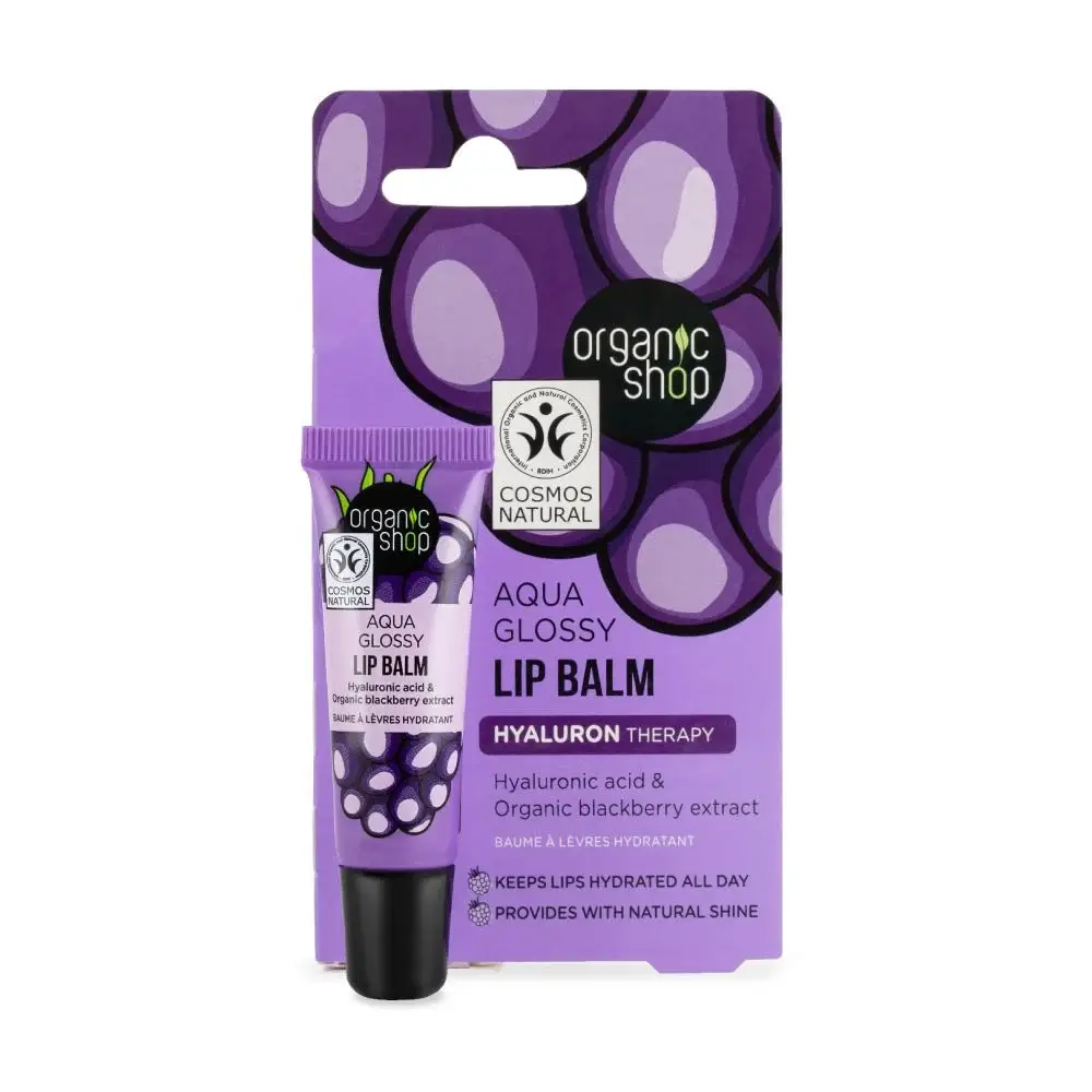 Organic Shop Aqua Glossy Lip Balm with Hyaluronic Acid & Organic Blackberry Extract
