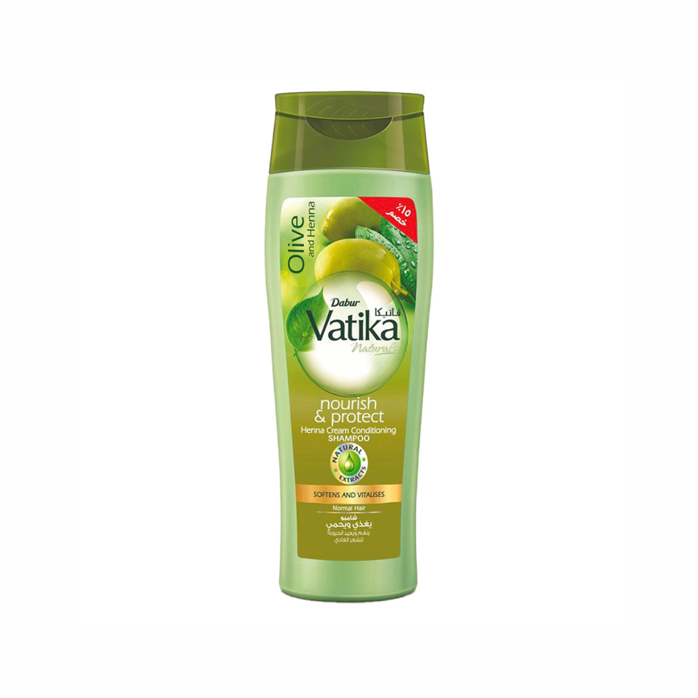 Vatika Olive & Henna Shampoo nourishes and protects for normal hair