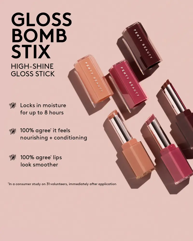 Fenty Beauty, Glossy Lip Shine Stick – Multiple Shades