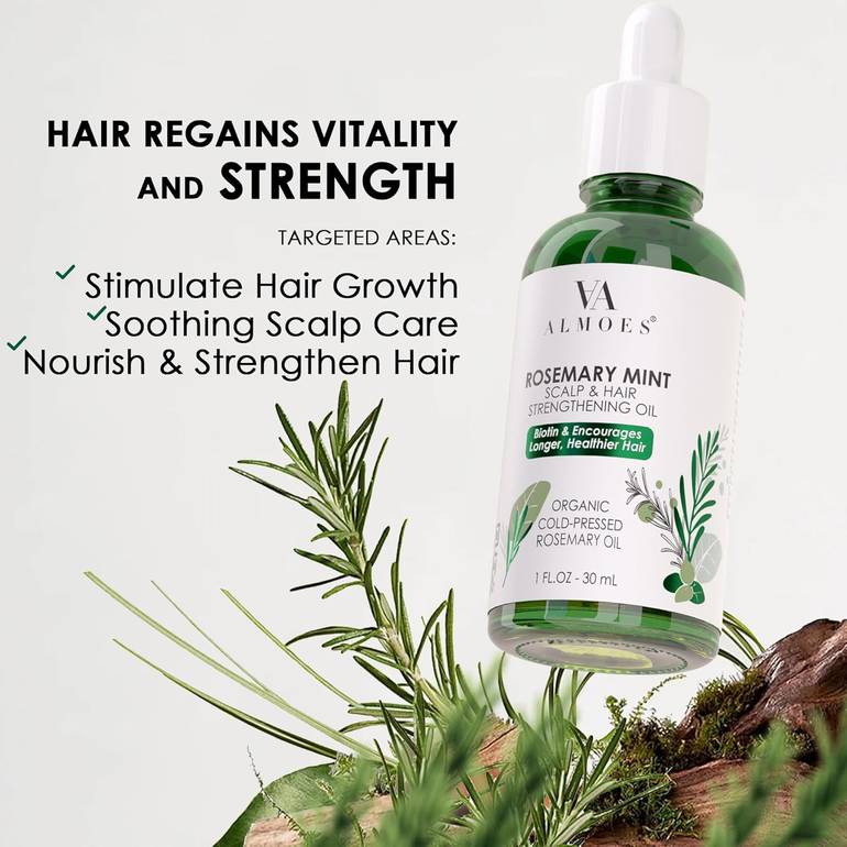 Almoes, Hair Strengthening Oil, Rosemary and Mint Oil, - 30 ml