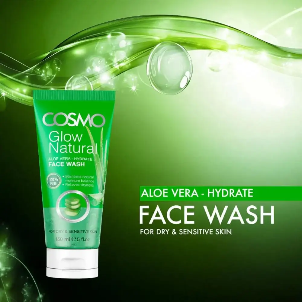 Cosmo, Aloe Vera Face Wash, for Dry and Sensitive Skin, 150ml
