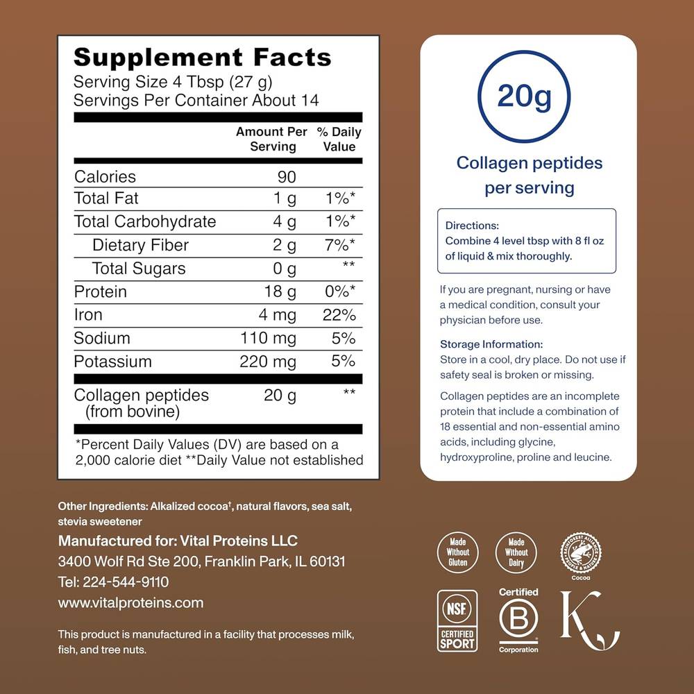 Vital Proteins, Collagen, Dietary, Supplement, Chocolate, Protein, 383g