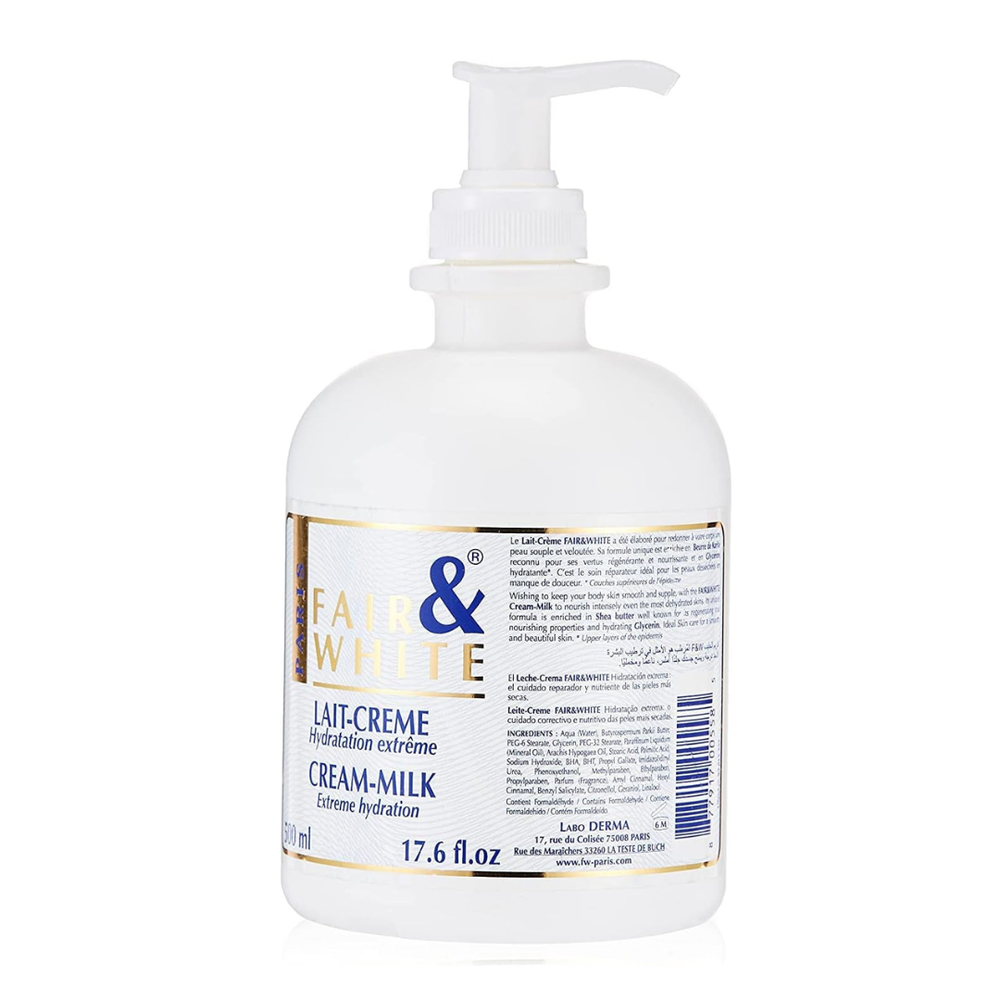 Fair & White, Milk Cream, for deep moisturizing and nourishing the skin, 500 ml
