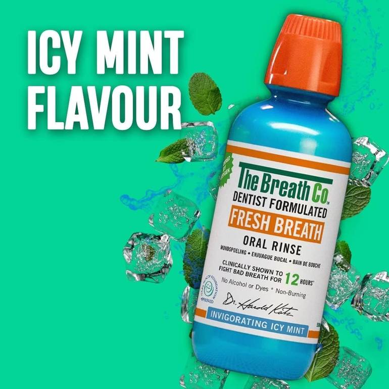 The Breath Co. Mouthwash, Fresh Bright, Icy Mint, 500ml