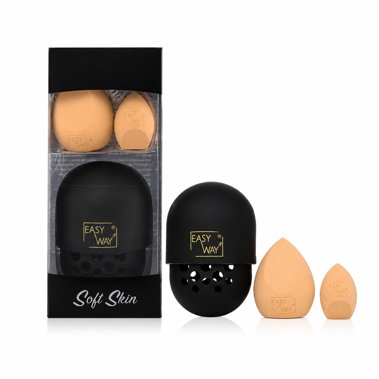 Easy Way Makeup Sponge Set with Ventilated Holder - 3 Pieces