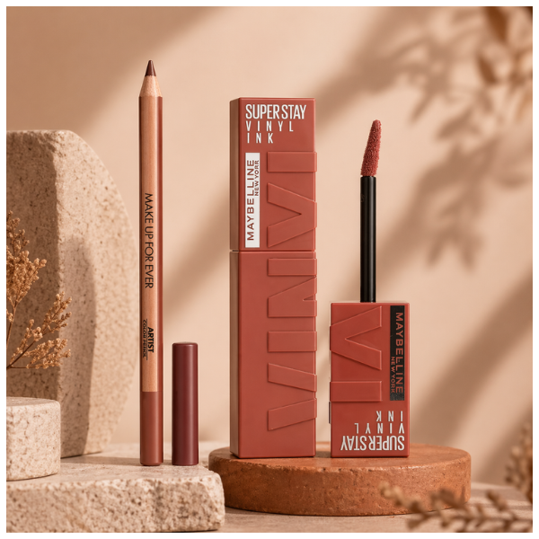 Rozy Lip Combo, Lip Liner + Liquid Lipstick